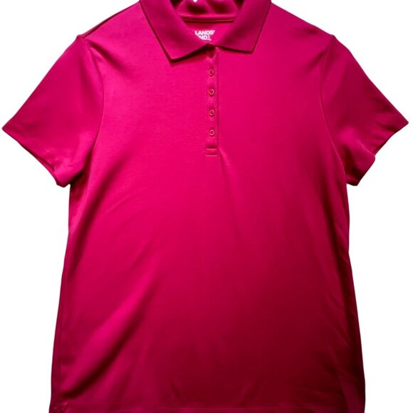 Lands' End Women's Performance Polo Shirt Stretch Size M 10-12 Pink Short Sleeve - Picture 1 of 8